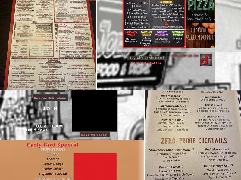 Joey B's Food & Drink Concord Menu