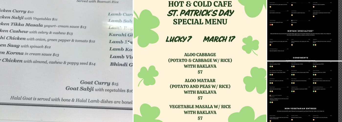 Hot & Cold Cafe Menu