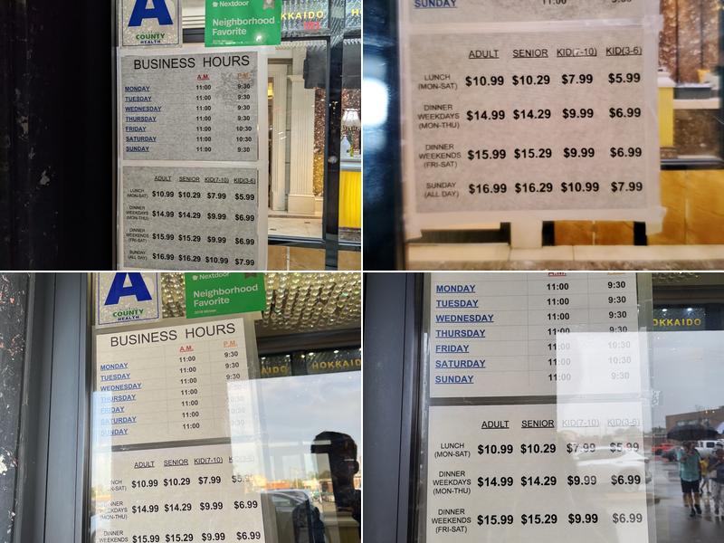 Hokkaido Seafood Buffet and Grill Menu