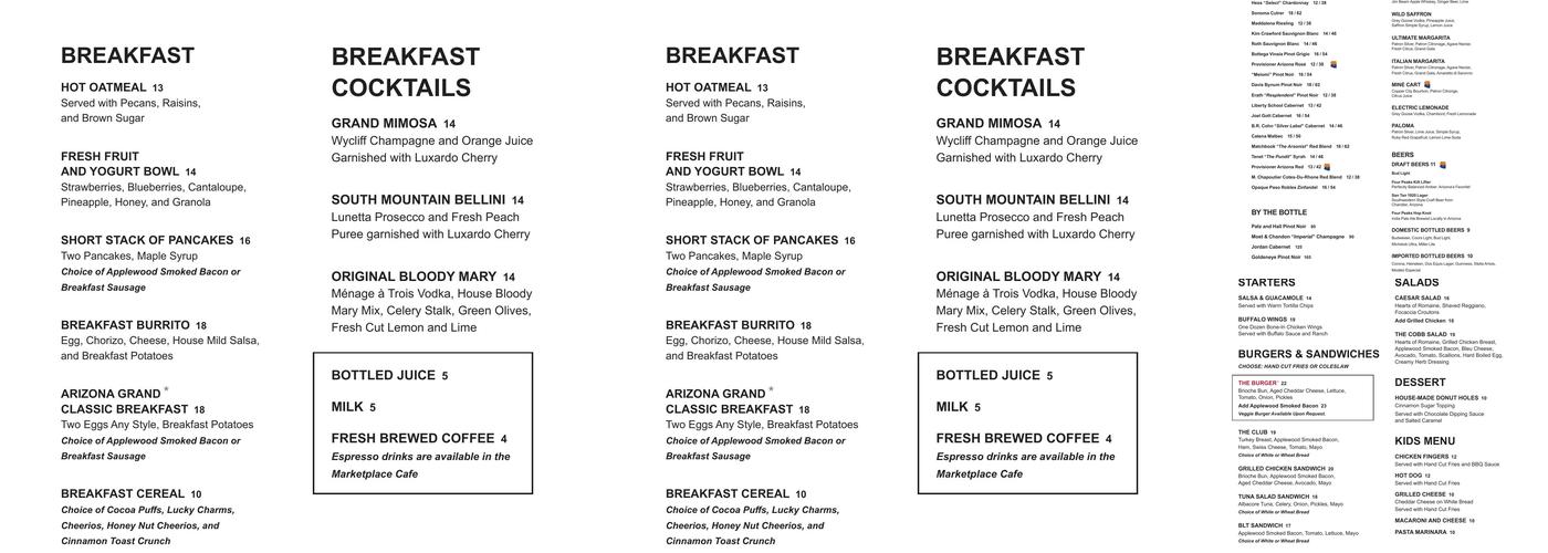 The Lobby Grill Menu