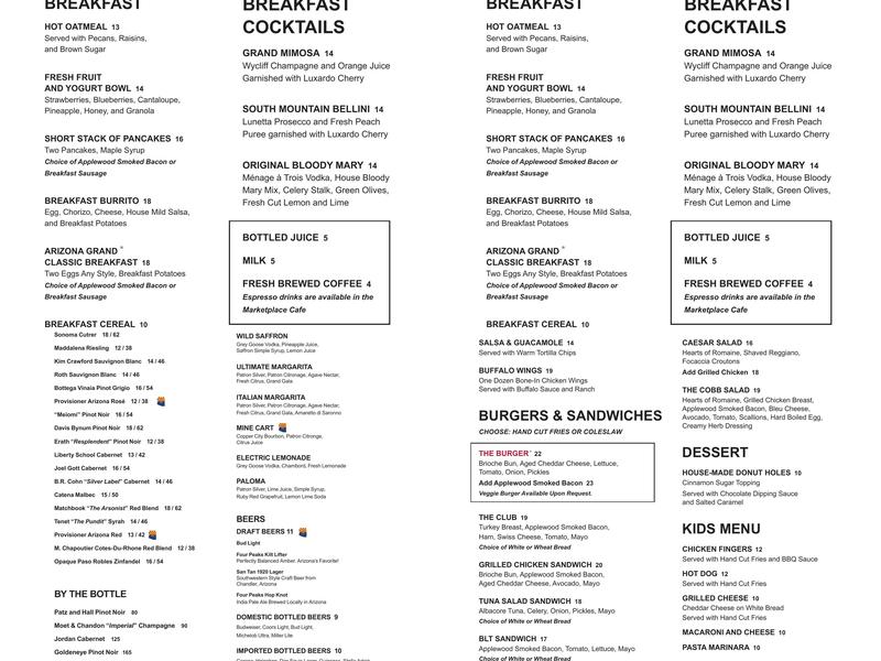 The Lobby Grill Menu