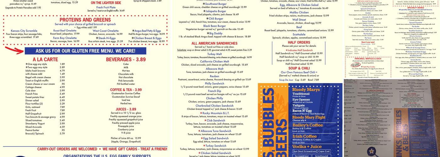 U.S. Egg Breakfast & Lunch Tempe Menu