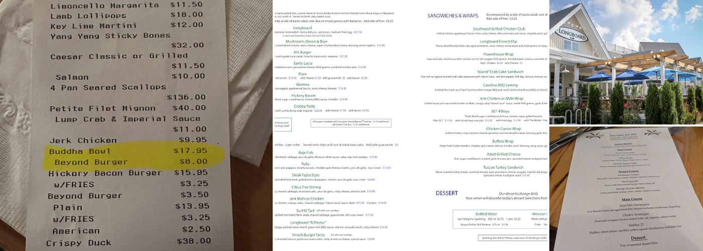 Longboard Cafe Menu