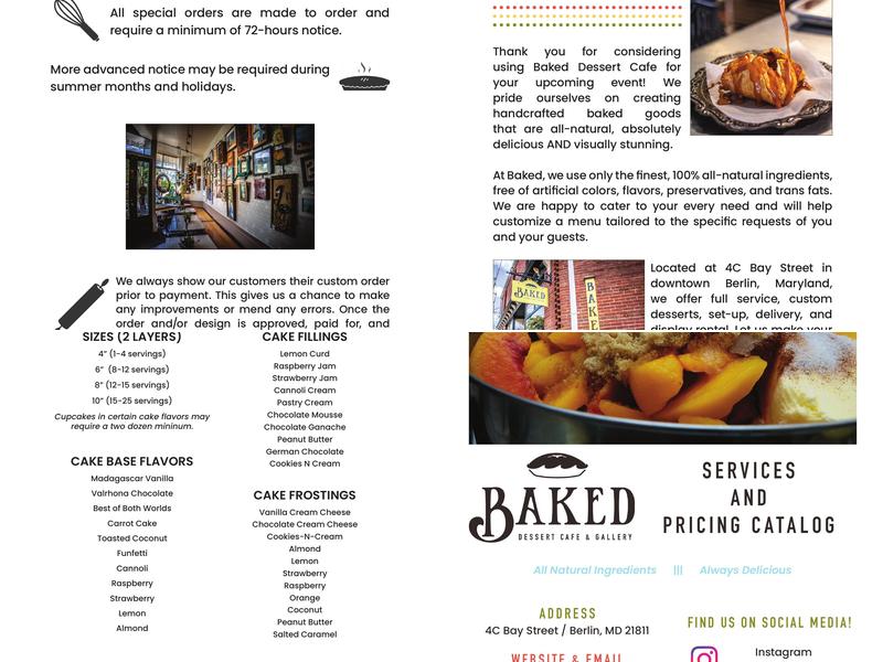 Baked Dessert Cafe Menu