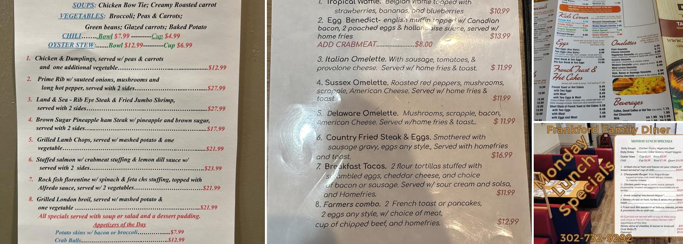 Frankford Family Diner Menu