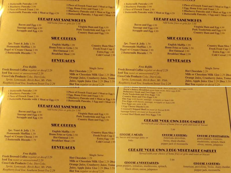 Doyle's Menu