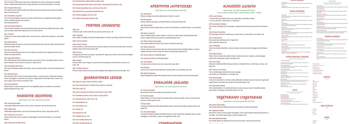 La Tonalteca Millsboro DE Menu