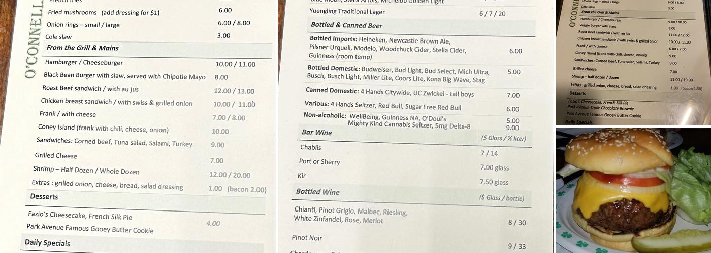 O'Connell's Pub Menu