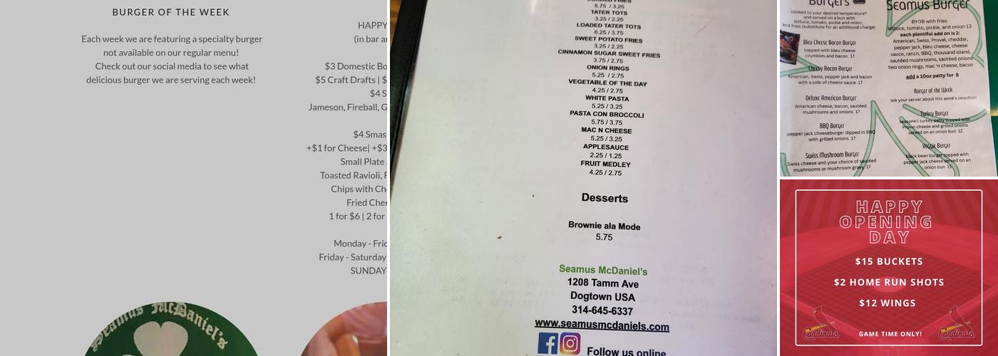 Seamus McDaniel's Menu