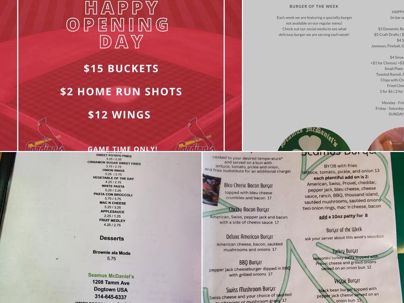 Seamus McDaniel's Menu