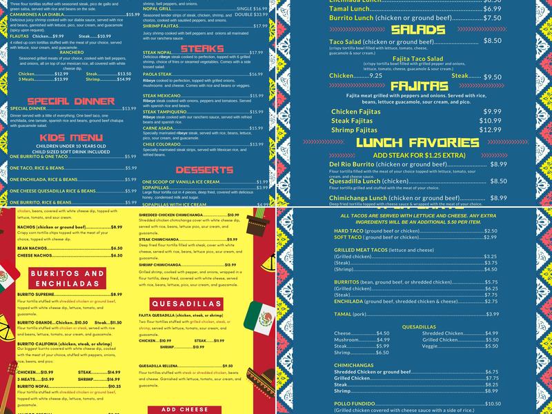Nopal Mexican Restaurant Menu