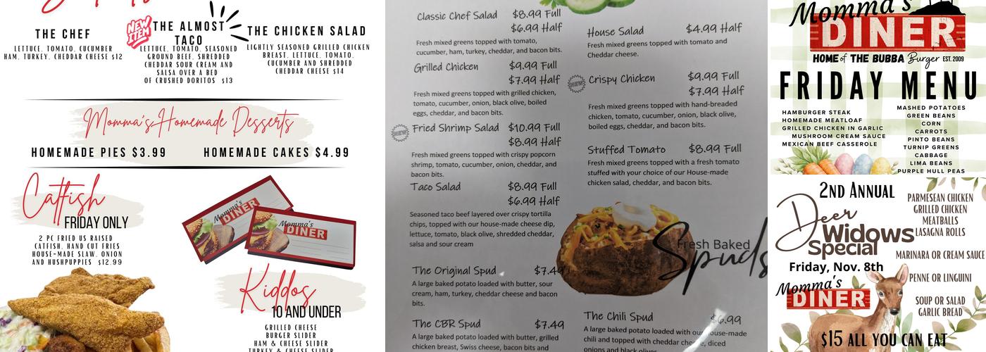 Momma's Diner Menu