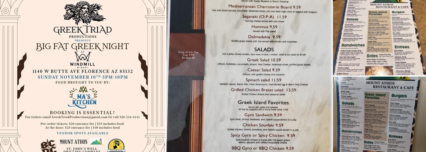 Mt Athos Restaurant & Cafe Menu