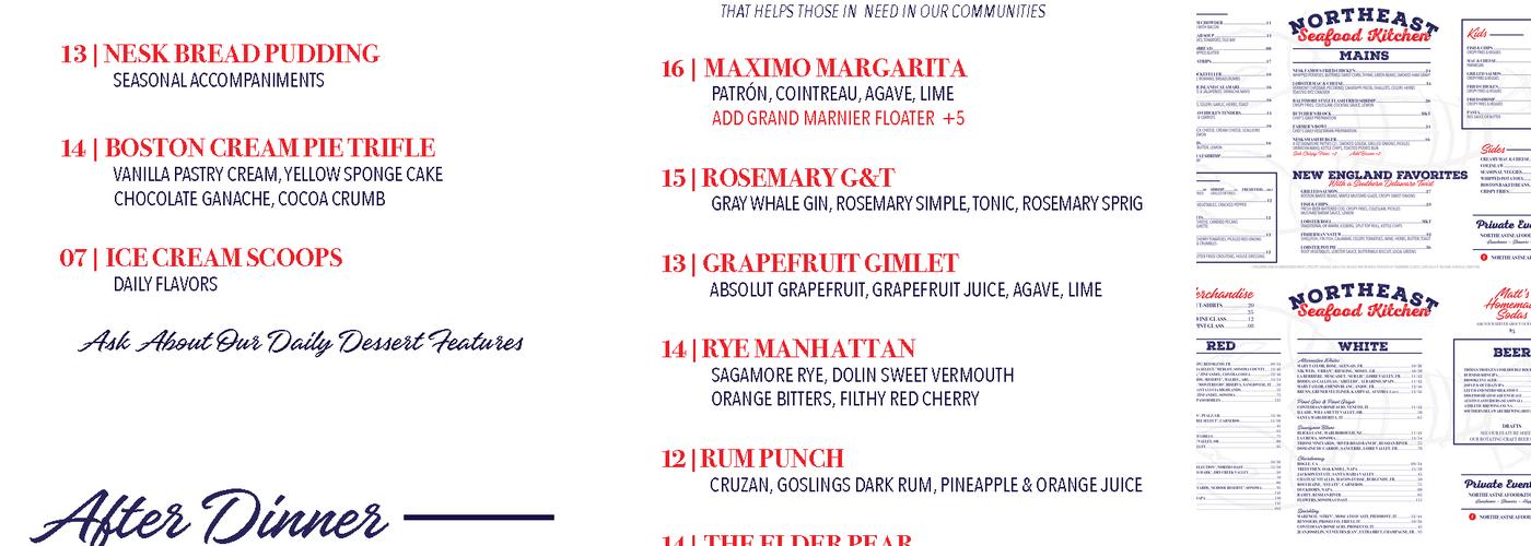 Northeast Seafood Kitchen Menu