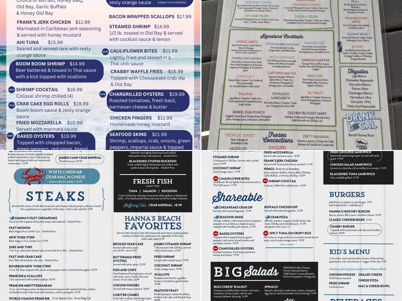 Harpoon Hanna's Menu