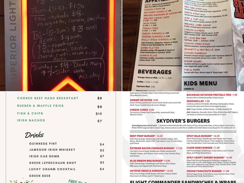 Bent Prop Saloon & Cookery Menu