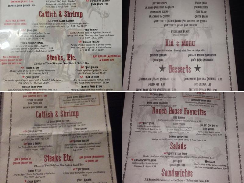 Wright's Ranch House Menu