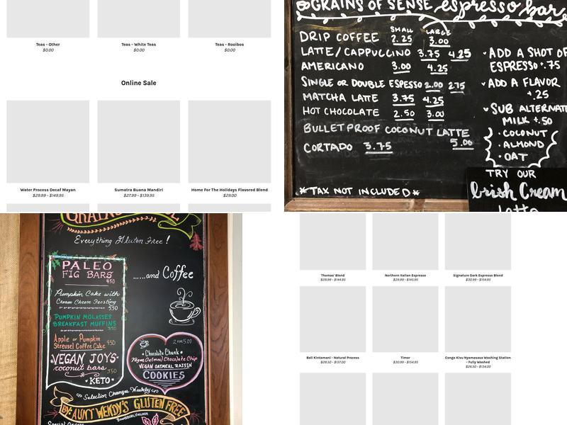 Grains of Sense Coffee Roastery & Tea Gallery Menu