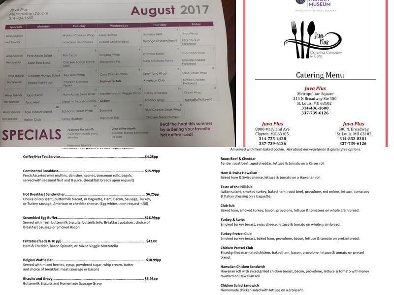 Java Plus Cafe & Catering Menu