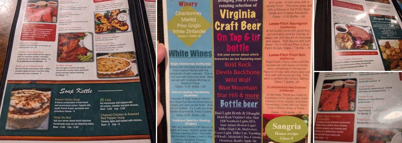 The Briar Patch Restaurant Menu