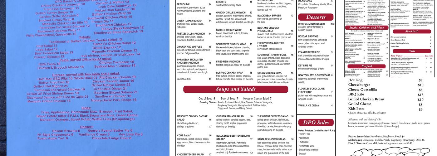 Depot Grille Menu