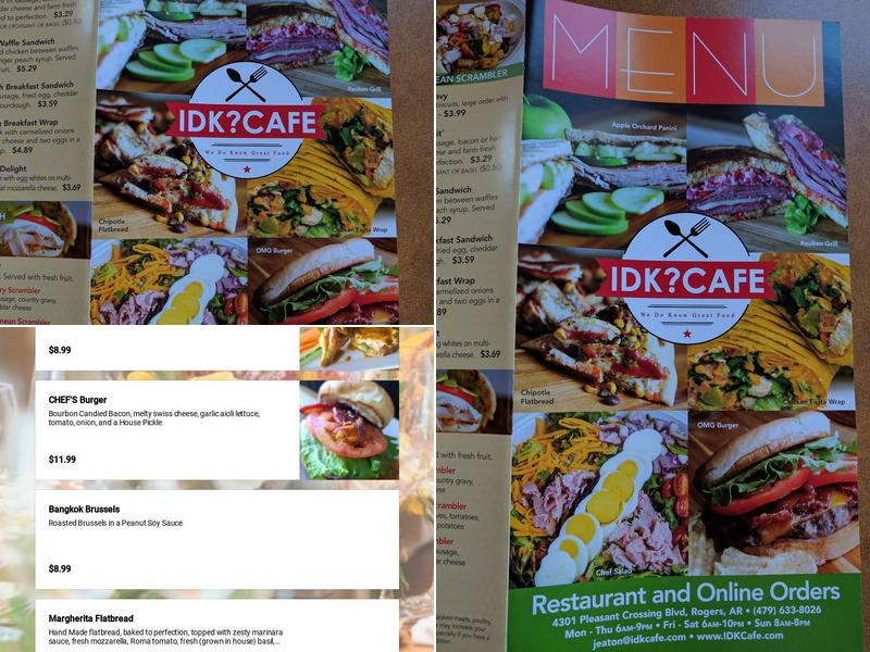 IDK? CAFE + Catering Menu