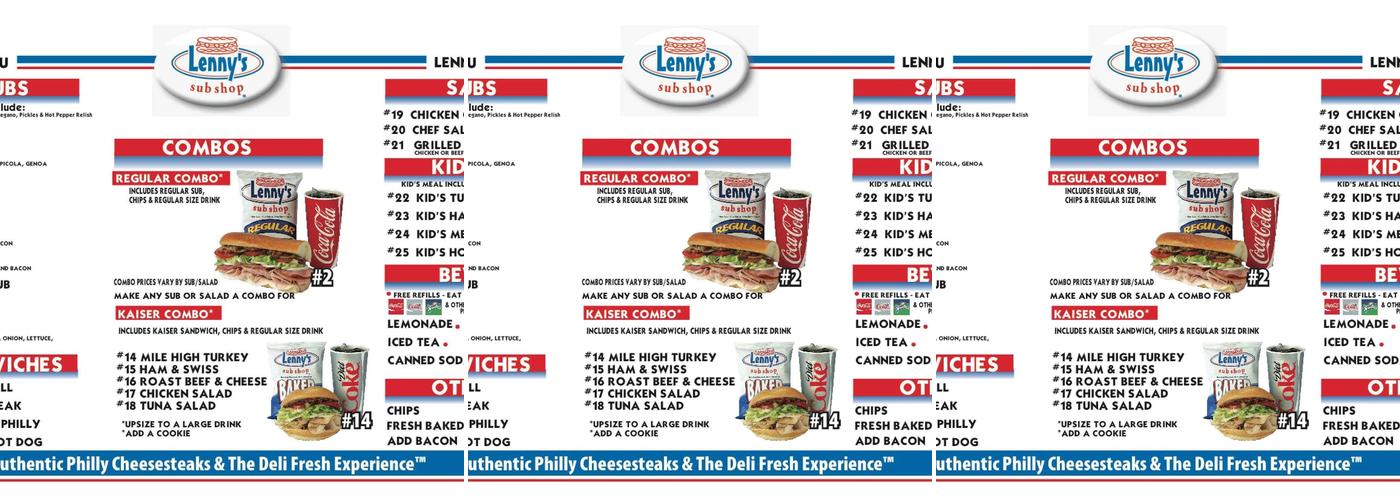 Lennys Grill & Subs Menu