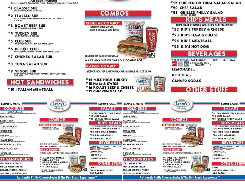 Lennys Grill & Subs Menu