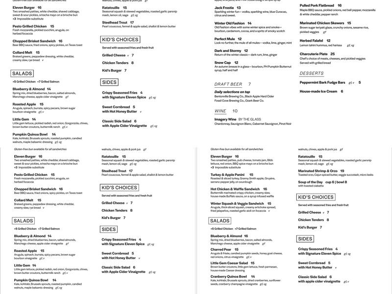 Eleven At Crystal Bridges Menu