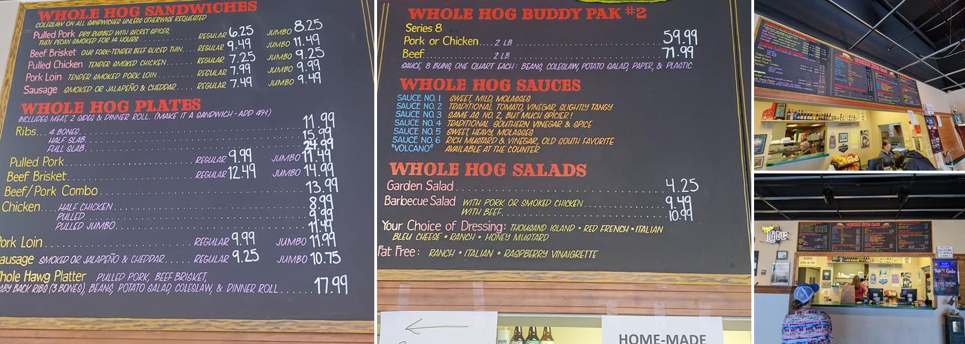 Whole Hog Cafe Menu