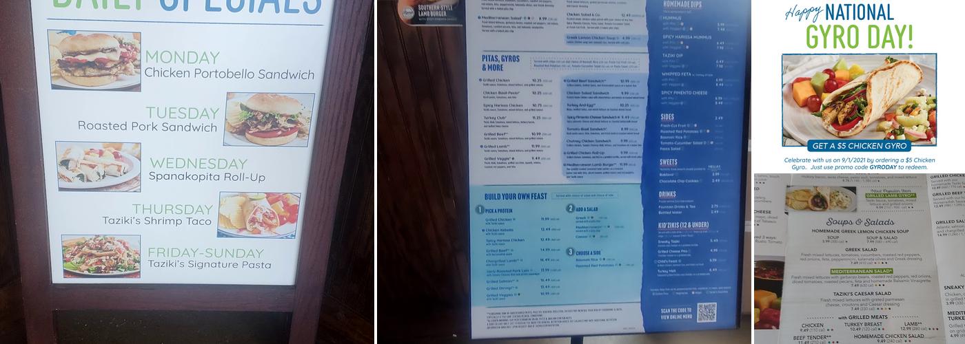 Taziki's Mediterranean Cafe - Bentonville Menu