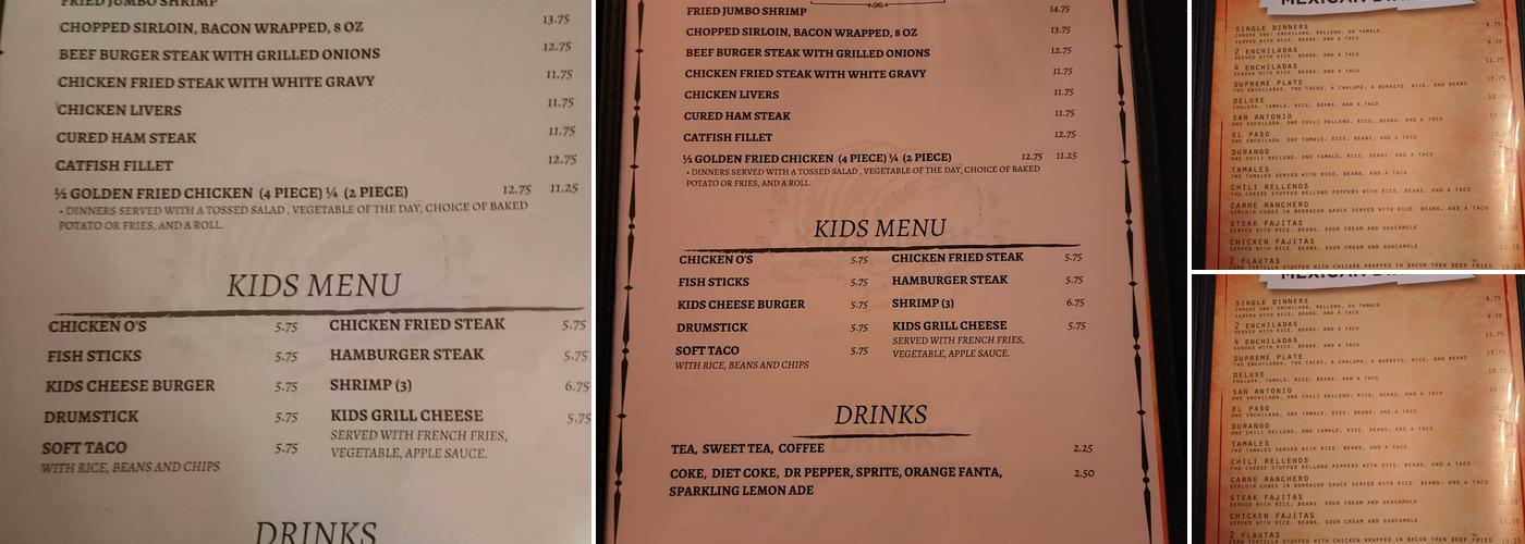 Glasgow's Menu