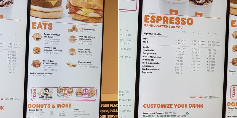 Dunkin' Menu