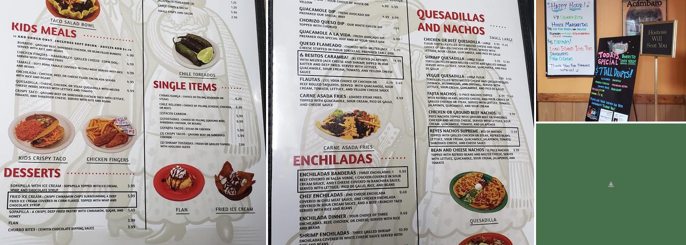 Acambaro Restaurant Menu