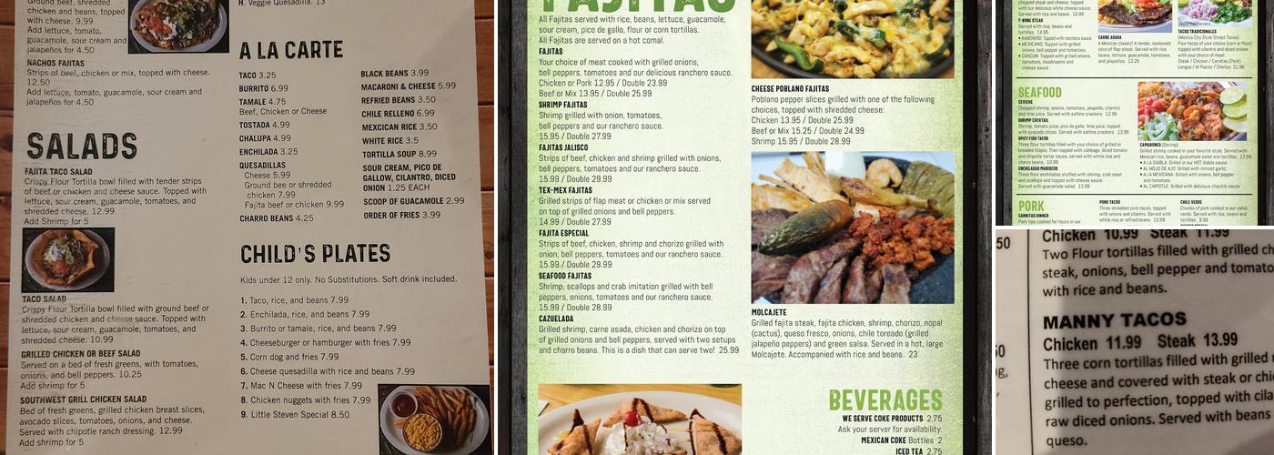 Las Fajitas Menu