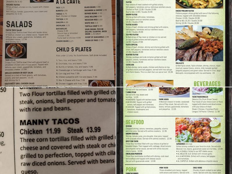 Las Fajitas Menu