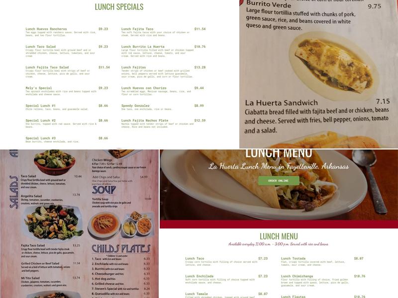 La Huerta Mexican Restaurant Menu