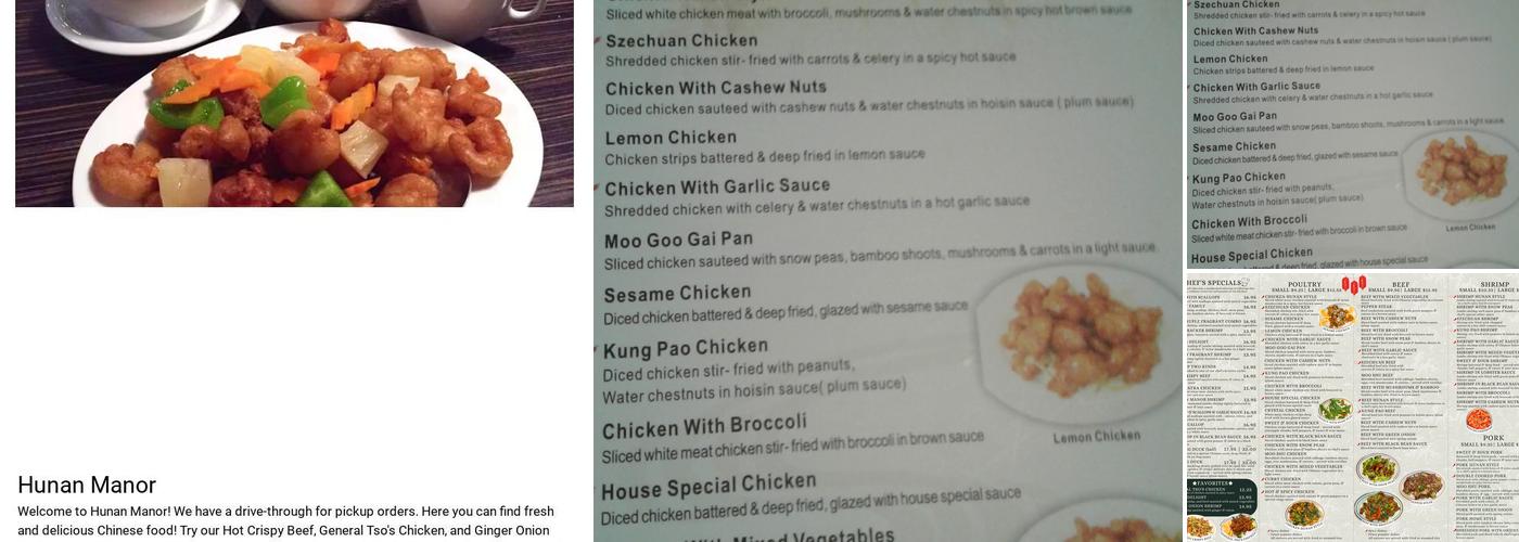 Hunan Manor Menu