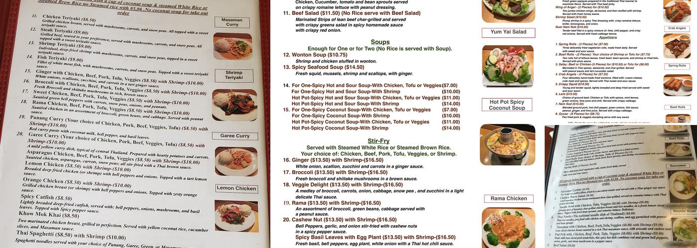 Thai Diner Menu