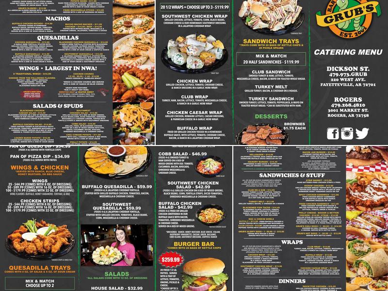Grub's Bar & Grille Menu