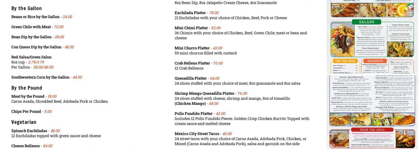 Moreno's Mexican Grill Express Menu