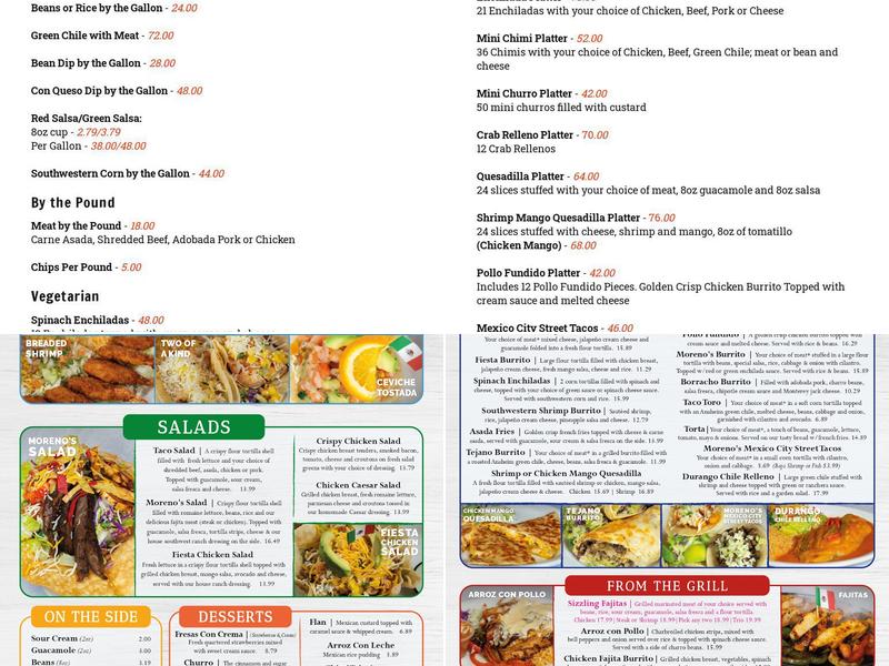 Moreno's Mexican Grill Express Menu