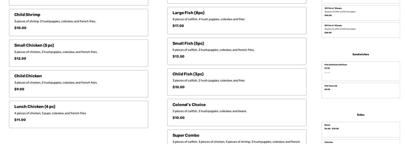 Catfish John's Menu
