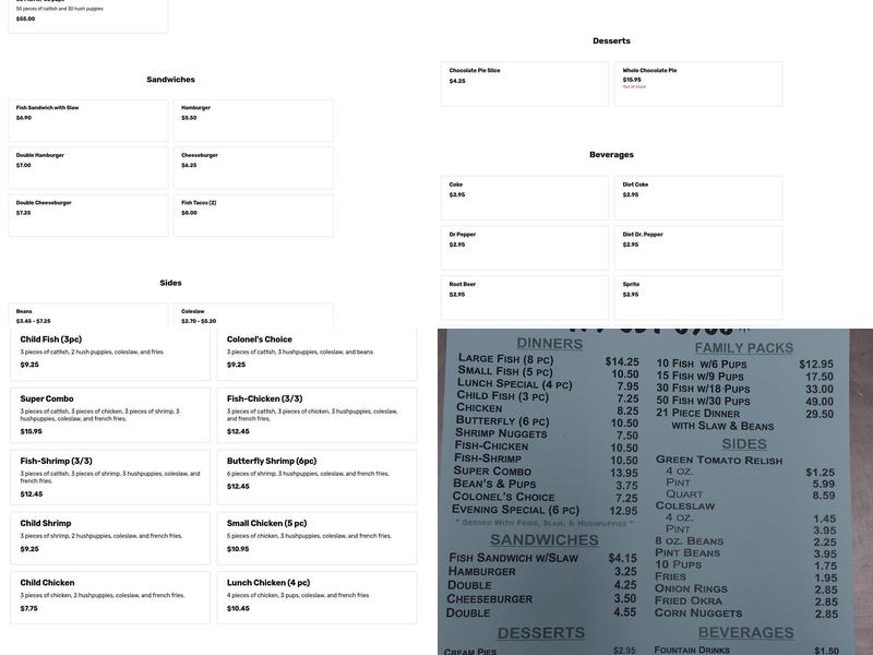 Catfish John's Menu