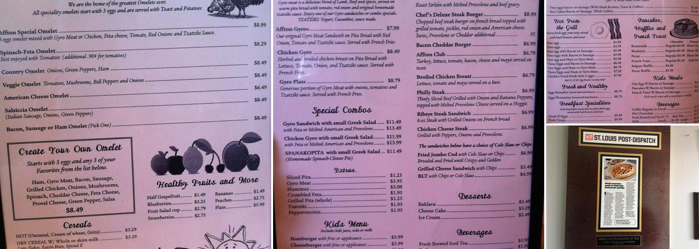 Ambrosia Restaurant & Bar Menu