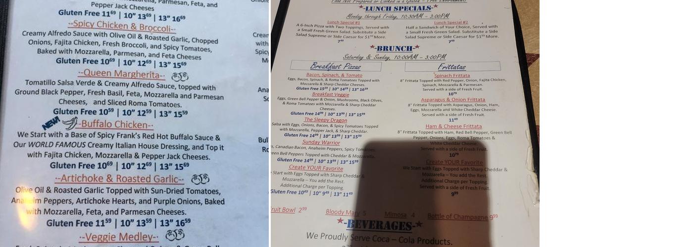 U.S. Pizza Co. Hillcrest Menu