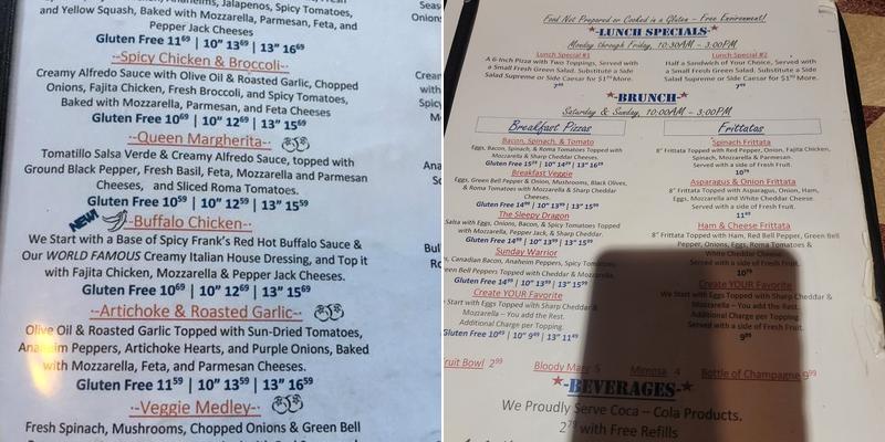 U.S. Pizza Co. Hillcrest Menu