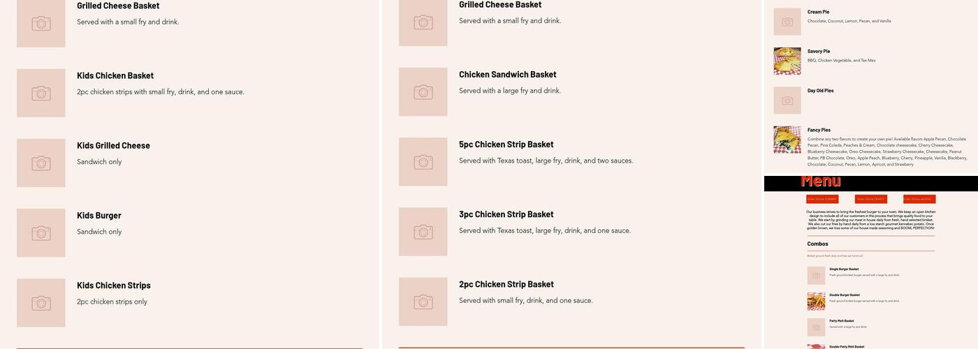 Burgers, Pies, & Fries Menu