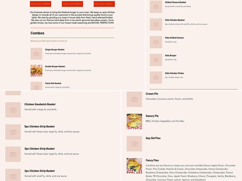 Burgers, Pies, & Fries Menu