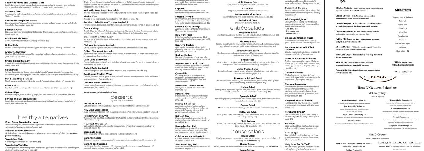 The Neighbors Place Menu